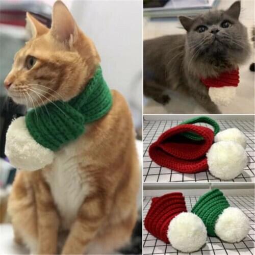 Pet Cat Dog Christmas Knitted Scarves Winter Warm Collar Scarf Neckerchief Pets Winter Xmas Gifts Warmer Accessories Pet Scarf
