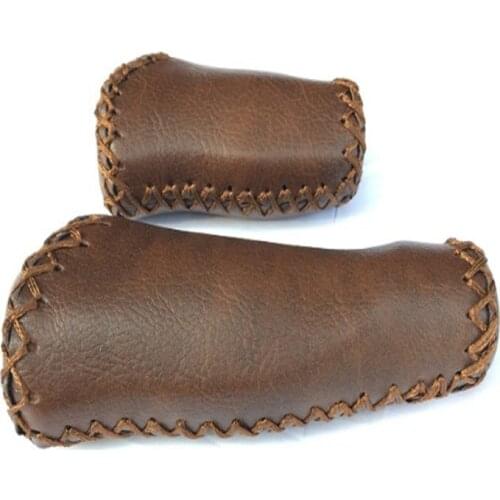 Bicycle PU Ieather Handlebar Set Mountain Bike Retro Handlebar British Brown Rubber Iength Comfortable Handlebar