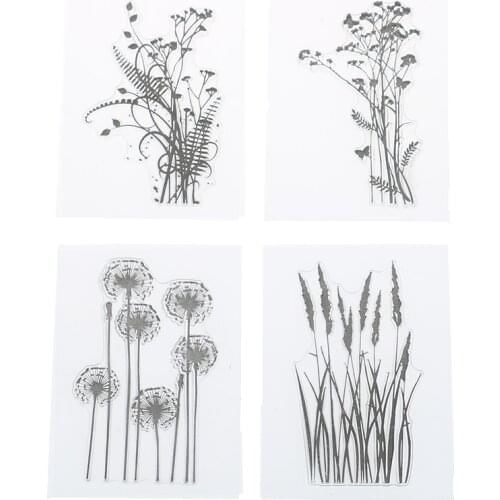 Silicone Flower Grass Transparent Silicone Clear Stamps Inkpad Stamper Accessories For Scrapbooking Photo Album Painting DIY Toy