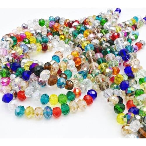 5 Strand 8*6MM abacus-shaped chamfered mixed color glass beads DIY handmade jewelry accessories glass loose beads