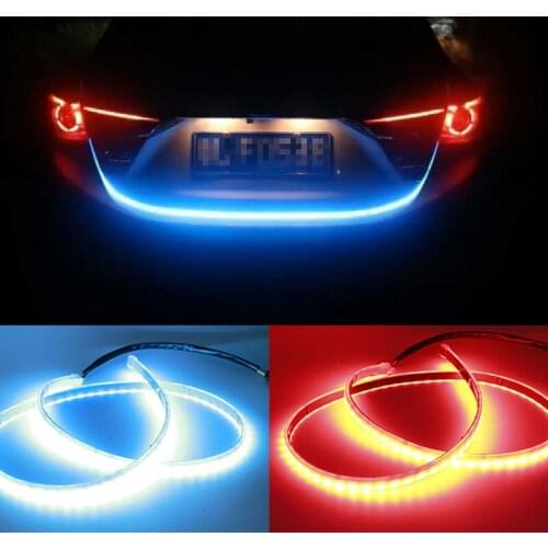 WTS 120cm Car Rear Trunk Lights Multicolor RGB Tail box Light Dynamic Streamer Brake Turn Signal Warning LED Strip Car Styling