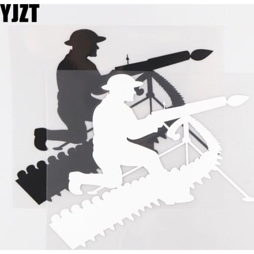 YJZT 15.0×16.0CM Fashion Personalized Car Sticker Gun and Soldier Creative Vinyl Decorative Decal Black / Silver 20C-0197