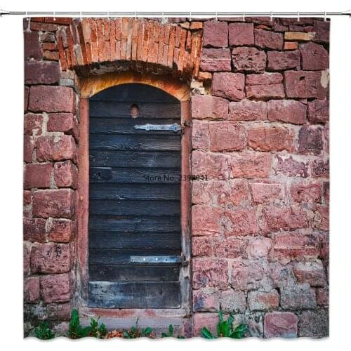 Country wood panel board fence shower curtain vintage old board shower curtain bathroom waterproof polyester fabric cushion