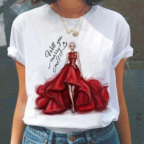 Womens Queen Pattern Personalized Printed T-shirt Fashion Short-Sleeved Round Neck Casual Tshirts Queen Graphic Tees Streetwear