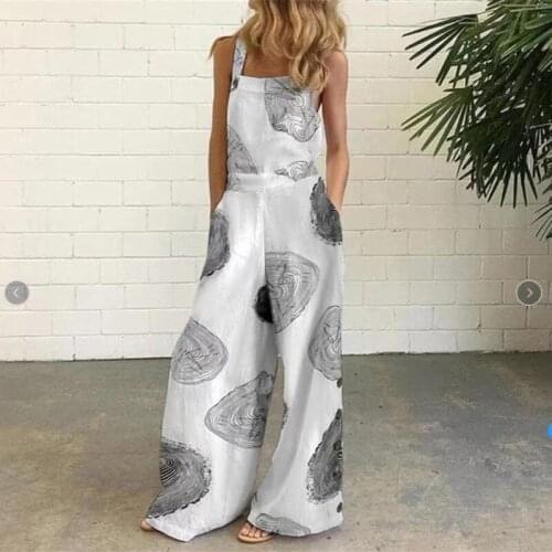 Women Summer Jumpsuit Women Rompers Sexy Sleeveless Wide Leg Printed Overalls Suspenders Pantalon Femme Plus Size Playsuit
