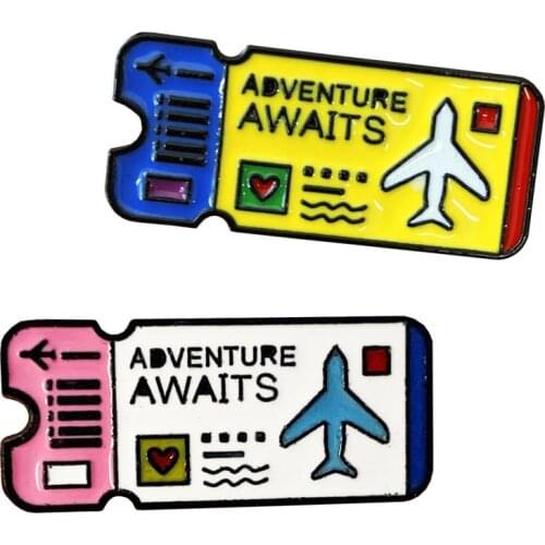 1PCS high quality Exquisite Color cartoon Air ticket Enamel pins Brooch Coat ornament Children reward souvenirs Badge wholesale