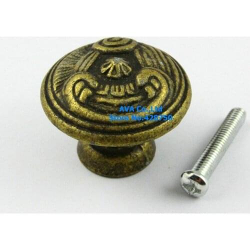 10 Pieces Antique Brass Furniture Handle Cabinet Knob Jewelry Box Handle Knob Drawer Pull / 29x23mm