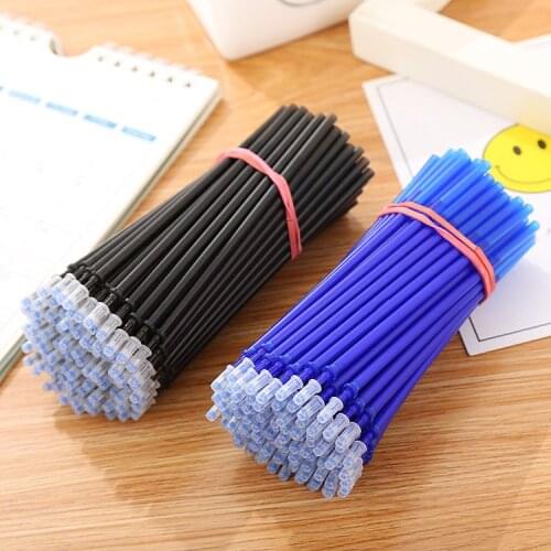 100Pcs/lot 0.5mm Blue Black Ink Gel Pen Erasable Refill Rod School Stationery Writing Tool