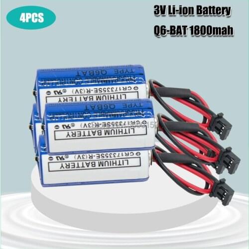 4pcs 3V 1800mAh Q6BAT CR17335 ER2/3A PLC Lithium Battery With Plug For Mitsubishi backup power CR17335SE-R Industrial Battery