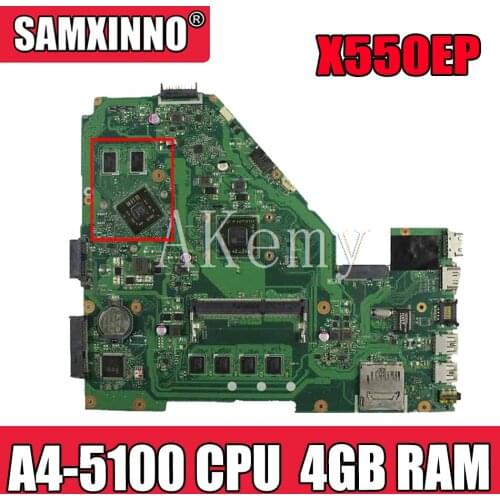 AKEMY X550EP Laptop motherboard For Asus X550E X550EP X550E D552E X552E original mainboard A4-5100 CPU 4GB RAM