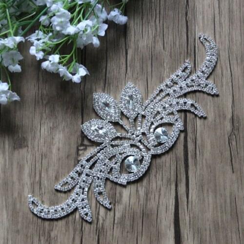Free Shipping Wholesale 10 pcs/lot 8'' Rhinestone Applique for Wedding Gown Bridal Sash Rhinestone Patch LSAP92504