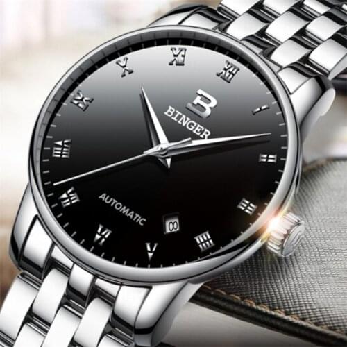 Top Luxury Brand BINGER Watch Men Mechanical Watches Luxury Automatic Mechanical Watches Stainless Steel Swim 50M Watch