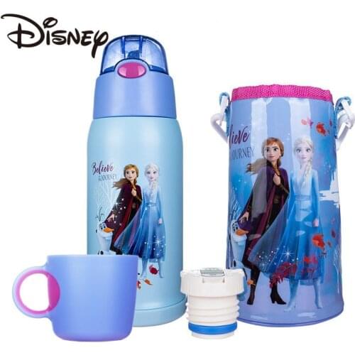 Disney Childrens Cartoon Stainless Steel Thermo Cup Straw Kindergarten Water Cup Double Lid and Dual Water Bottle Girl