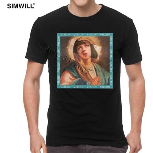 Vintage Pulp Fiction T-shirt Virgin Mary Mia Wallace T Shirt Men Short Sleeves Cotton Tees Quentin Tarantino Harajuku Tshirt