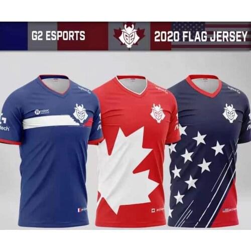 France, United States, Poland, G2 E-sports Team Uniform 2020 Flag Jersey League of Legends LOL CSGO DOTA2 T-shirt Short Sleeves