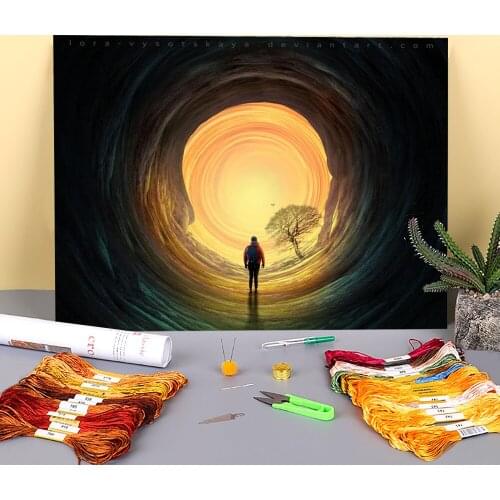 Woman Girl Printed Canvas 11CT Cross-Stitch Complete Kit DIY Embroidery DMC Threads Painting Craft Handiwork Mulina