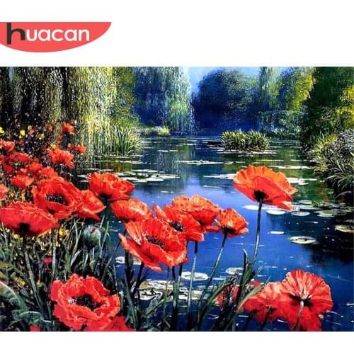HUACAN DIY Diamond Painting Poppy Cross Stitch Home Decor Picture Of Rhinestone Full Square Mosaic Diamond Embroidery Flowers