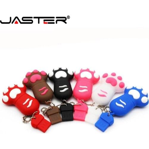 JASTER USB 2.0 Cute Cartoon Cat Claws 6 Styles Silicone flash drive Pendrive 4gb 8gb 16gb 32gb 128G Clef Memoria Sticks
