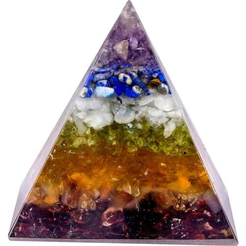 TUMBEELLUWA Chakra Stone Orgonite Pyramid Energy Converter Healing Reiki Gravel Stones Orgone Resin Spiritual Jewelry Home Decor