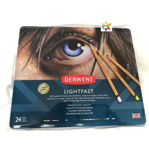 Derwent Lightfast Colored Pencils Artist Drawing Painting Professional 24 color,4mm oil-based core,ideal for detailed drawings
