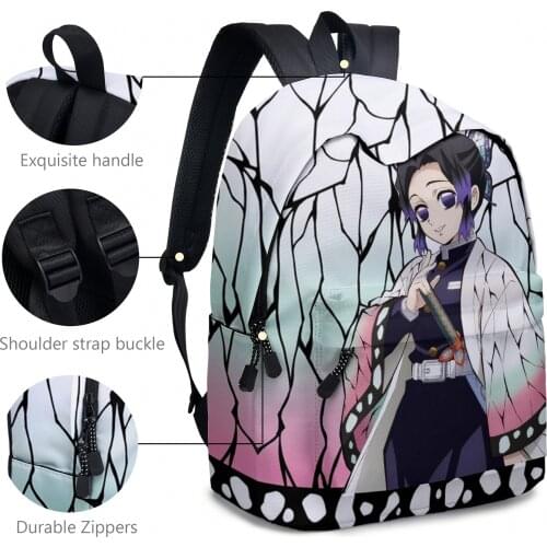 Two Pieces Set Demon Slayer Cosplay Backpack+Pencil-case Blade Butterfly Ninja Character Student Schoolbag Anime Cartoon Bag