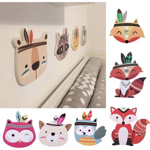 Creative Durable Cartoon Fox Bear Kids Room Wall Ornament Wardrobe Fridge Cabinet Sticker Home Decor Caroon Style Wall Stickers