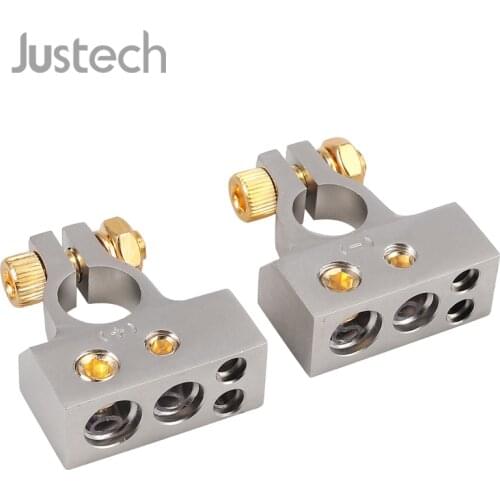 Justech 2 / 4 / 8 / 10 Gauge AWG Positive & Negative Battery Terminals Clamp and Shims (Pair)+/- Battery Terminal