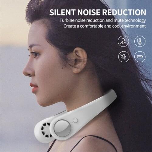 Mini Neck Fan Portable Bladeless Fan Rechargeable Leafless Hanging Fans Air Cooler Cooling Wearable Neckband Fans#dg4