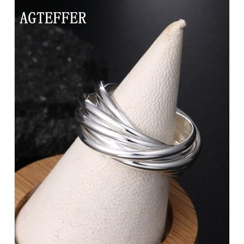 AGTEFFER 925 Sterling Silver Nine Circles Man Ring For Women Fashion Folk-Custom Wedding Engagement Party Gift Charm Jewelry
