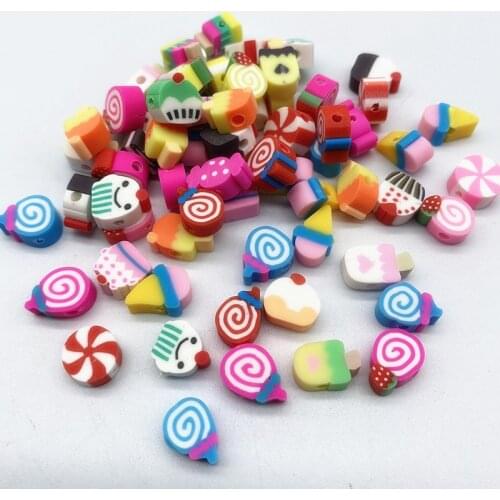 New 30pcs10mm Smiley/Animal/Fruit Beads Polymer Clay Beads Spacer Loose Beads for Jewelry Making DIY Accessories #26