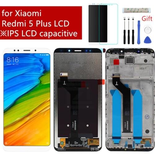 For Xiaomi Redmi 5 Plus LCD Display Touch Screen Digitizer Assembly with Frame replacement Repair Spare Parts with gift