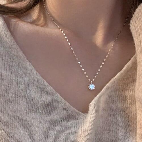 Mewanry 925 Sterling Silver Necklace for Women Clavicle Chain Fashion Elegant Party Sparkling Bride Zircon Jewelry Birthday Gift