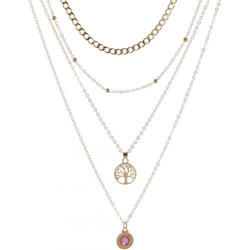 Punk Girl Necklace 2021 Fashion New Necklace Wild Retro Tree Of Life Crystal Spot Wholesale Multi-layer Necklace Women Serpiente