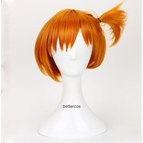 Pokemon Pocket Monster Pokemon Misty Cosplay Wigs Short Orange Heat Resistant Synthetic Hair Wig + Wig Cap