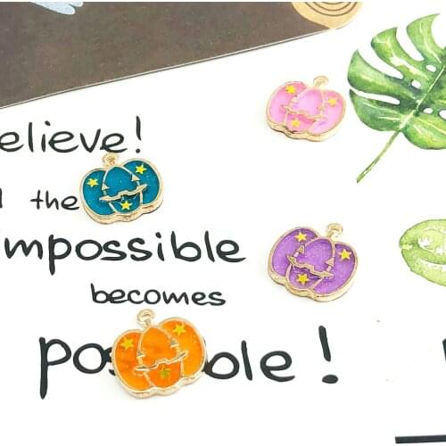 10pcs/pack Enamel Pumpkin Charms Halloween Holiday Series DIY Jewelry Pendant For Earring Bracelet Making 19*20mm