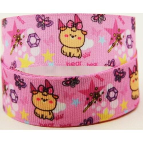 22mm 25mm 38mm 75mm Bear cartoon printed Grosgrain Ribbon party decoration 10 Yards X-04389