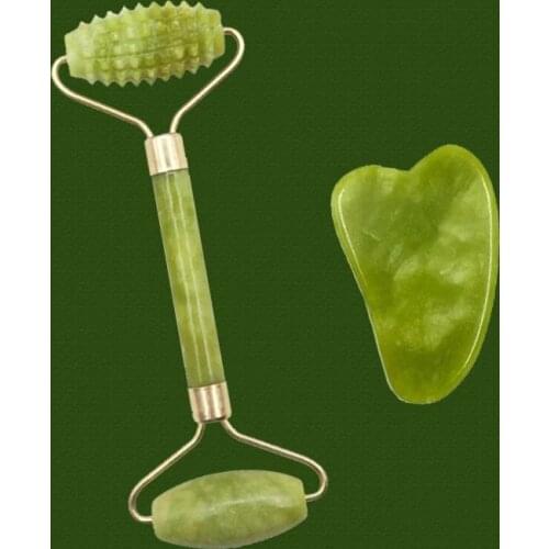 Facial Massage Roller Guasha Board Double Heads Natural Jade Stone Beauty Face Lift Body Skin Relaxation Slimming Neck Thin Lift