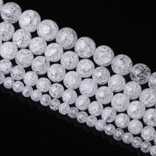 RONGQING White Frizzling Crystal Beads 6mm 8mm 10mm 12mm Stone Loose Beads for DIY Jewlery Making White Snow Cracked Crystal