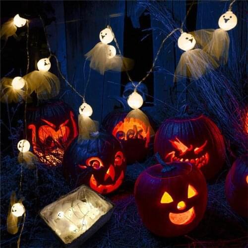 10 LEDs Halloween Skull String Lights Lamp DIY Hanging Horror Halloween Decoration For Home Party Supplies