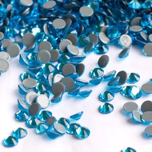 YANRUO 2058HF SS16 3.8-4.0mm Aquamarine Hotfix Glass Rhinestones Iron on Crystal Hot Fix Strass Wedding Dresses