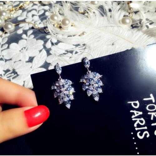 New Arriva Cutel Korean Earrings Bling Zircon Stone Earrings for Women Fashion 925 Sterling Silver Jewelry