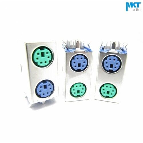 10Pcs Double Purple+Green Female 2x6 Pins PS/2 PS 2 PCB Socket Jack Connector For Mouse&Keyboard
