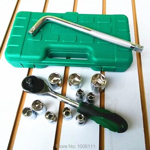 13pcs Automobile Motorcycle Repair Tool Case Precision Ratchet Wrench Sleeve Universal Joint Hardware Tool Kit Auto Tool Box