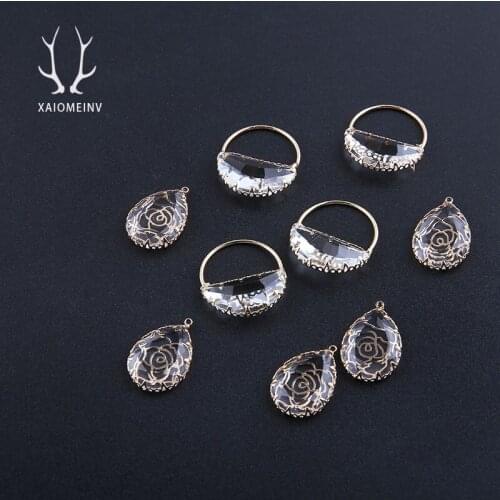 2pcs Simple Korean Copper Plated Gold Zircon Cutout Round Flower Earrings For Women Girls elegant Pendant Diy Jewelry Findings