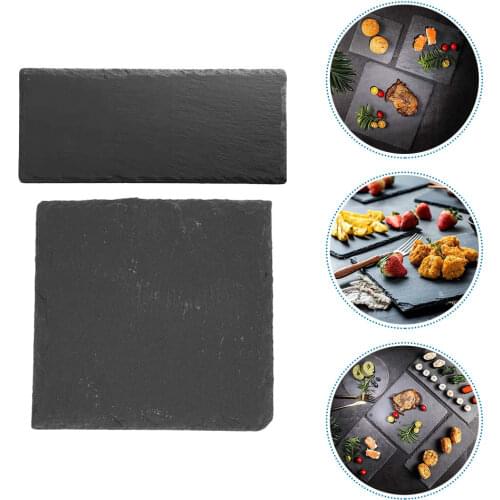 2Pcs Creative Slate Food Plate Steak Food Container Food Storage Holder