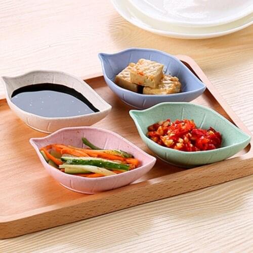 4pcs Plate Set Ecological Wheat Straw Creative Seasoning Plate Childrens Small Multi-shape Tableware Kitchen Tableware Supply