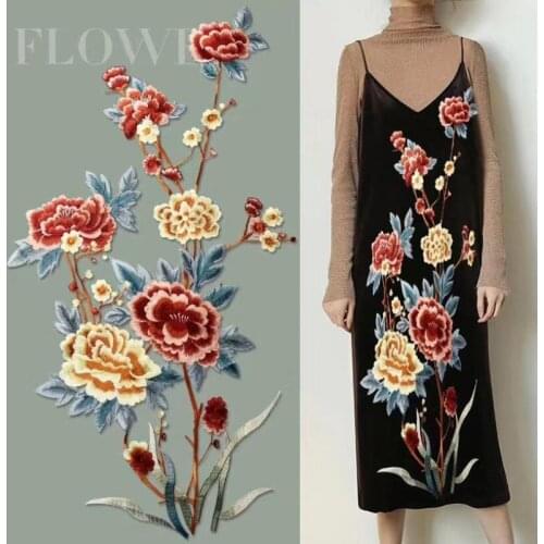 Embroidery Big Flower Sew On Patch Applique For Wedding Dress Diy Clothing Decoration Sewing On Accessories Patches Craft NL208