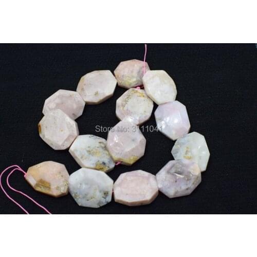 Loose beads pink opal flat baroque faceted 40cm for DIY jewelry making FPPJ wholesale nature gemstone