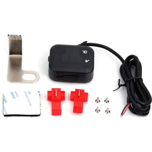 Digital Mini Voltmeter Thermometer USB Charger 3 in 1 Display for Motorcycle Scooter Exterior Display Panel