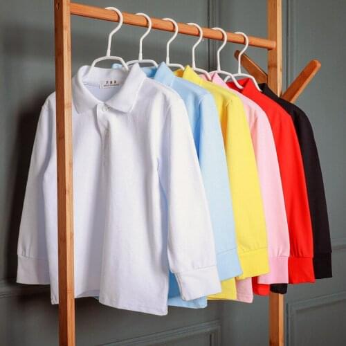 Kids Girls Long Sleeve T-shirt Cotton Teenage School Turn-down Collar Shirt for Big Boys Children Girls Shirts Pink Clothes 16Y